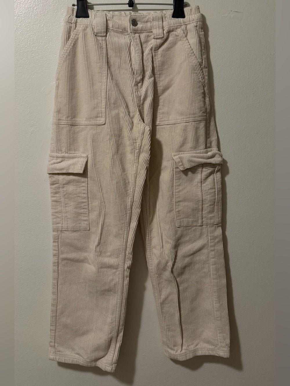 PacSun Cream Corduroy Wide Leg Cargo Pants
